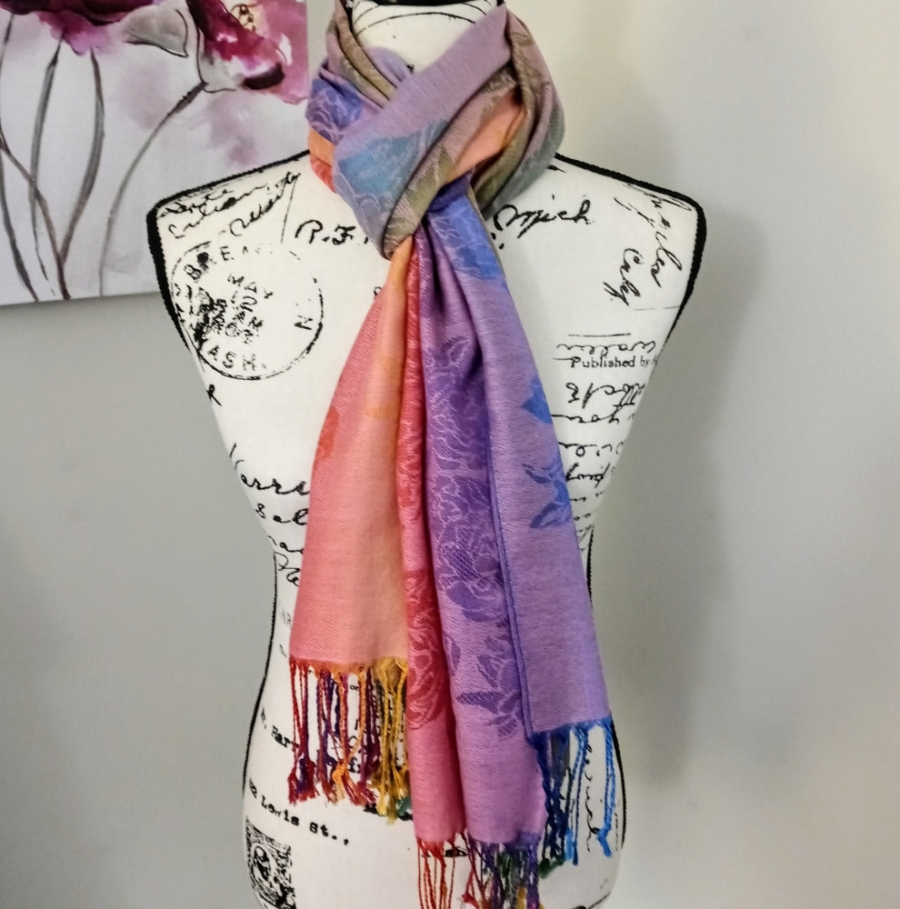Multi-colored rainbow scarf